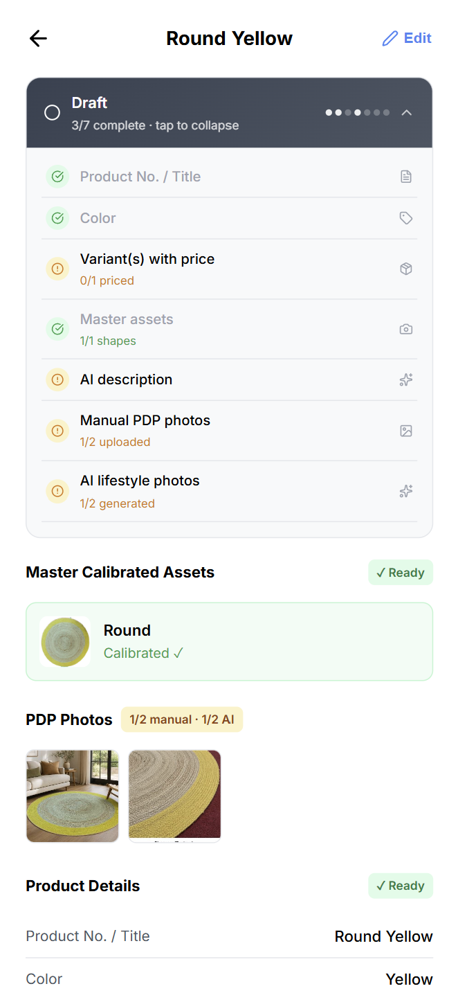 Product detail page overview