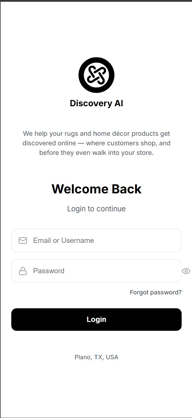 RugSnap login screen